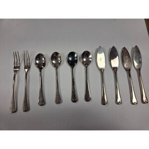 Godinger Miniature Silverware Serving Spoons Shrimp Forks Knives Lot of 10